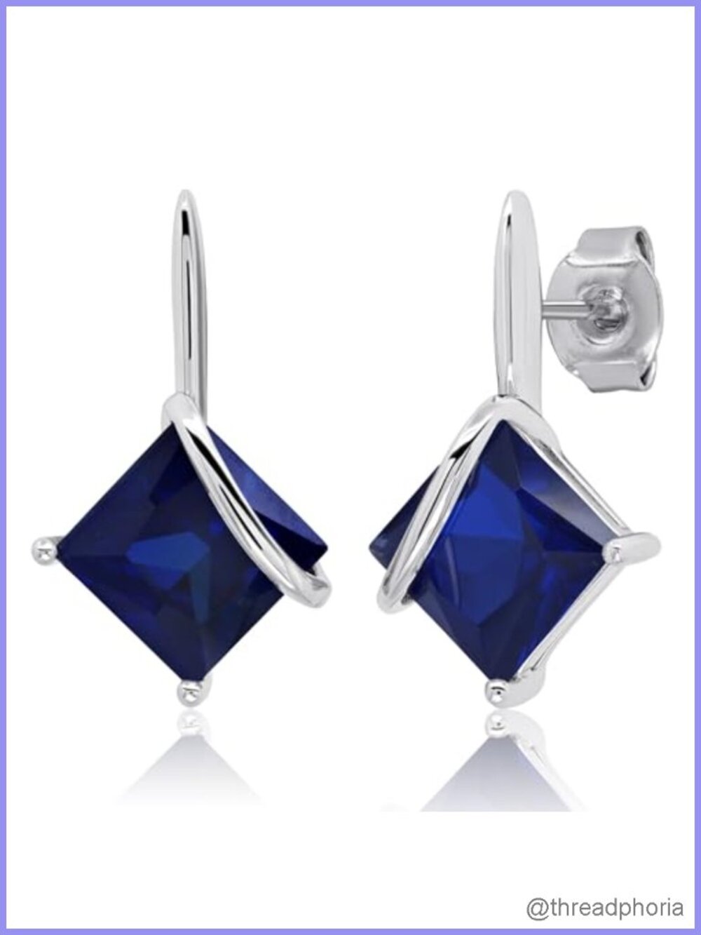 Sterling Silver Princess Cut Gemstone Drop Dangle Earrings for Women
